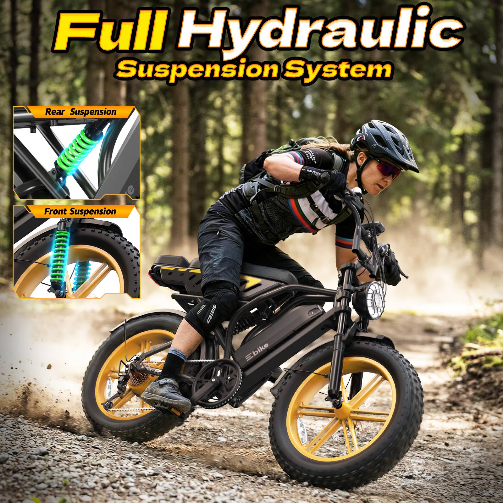 TST GRP - R9 1500W Long-Range Full-Suspension Moped Style Electric Bike (2026 Model) - Yellow - Image 5