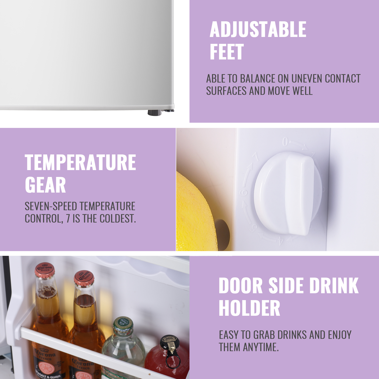 DEMULLER 2.4 Cu.ft Refrigerator with Freezer One Person Mini Refrigerator Plastic Shelves White New - Image 7