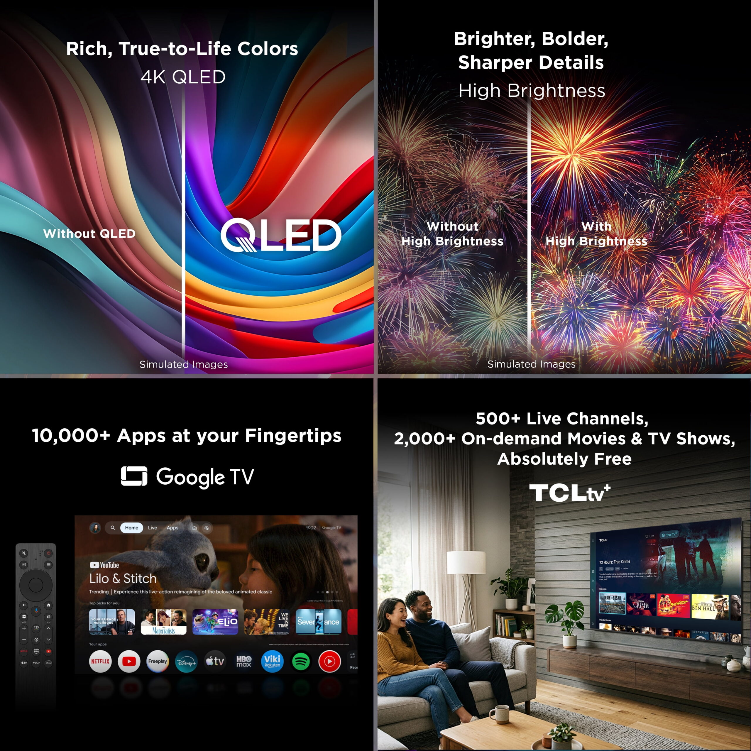 TCL 55" Q Series QLED 4K UHD HDR Smart Google TV (NEW 2025) - Dolby Vision, Dolby Atmos, Motion Rate 240, HDR 10+, Auto Game Mode - 55Q51K - Image 4