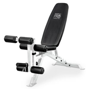 Marcy - Powder Coated Steel Home Gym Multipurpose Adjustable Weight Bench, White - Silver frame with black padding