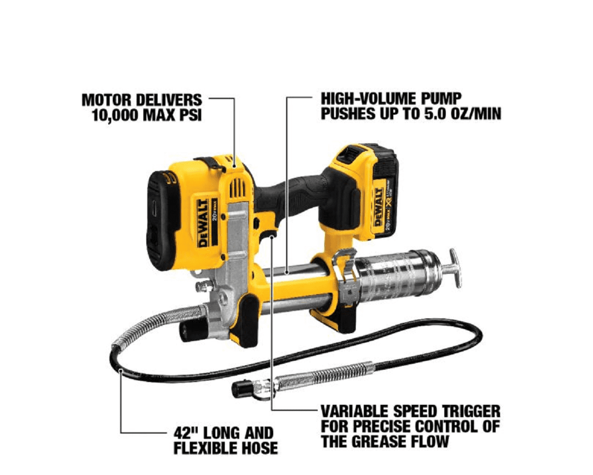 DeWALT DCGG571M1 20V Lithium Ion Grease Gun Kit Battery 4Ah Charger Kitbox - Image 2