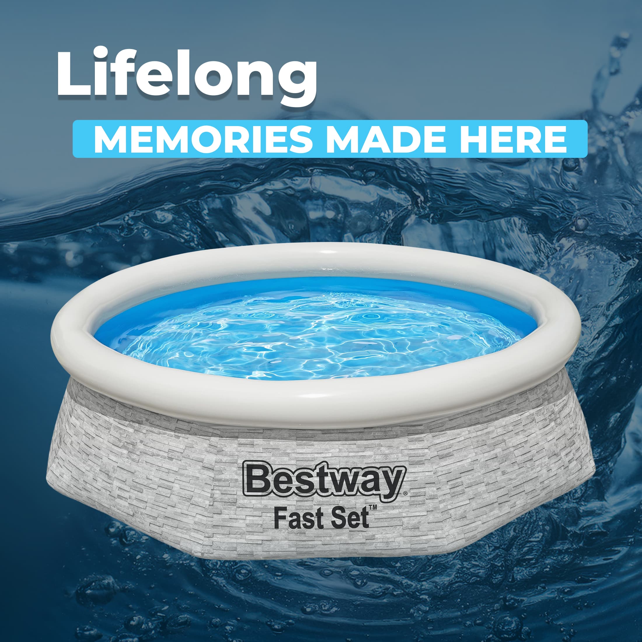Bestway - 8' x 24" Round Inflatable Outdoor Swimming Pool with Filter Pump - Gray - Image 5