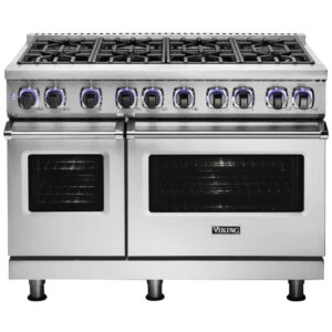 Viking - 48"W 7-Series Dual Fuel Self-Clean Range-8 Burners - Stainless Steel