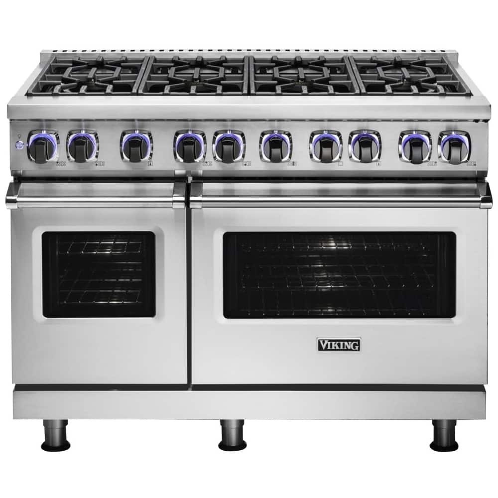 Viking - 48"W 7-Series Dual Fuel Self-Clean Range-8 Burners - Stainless Steel