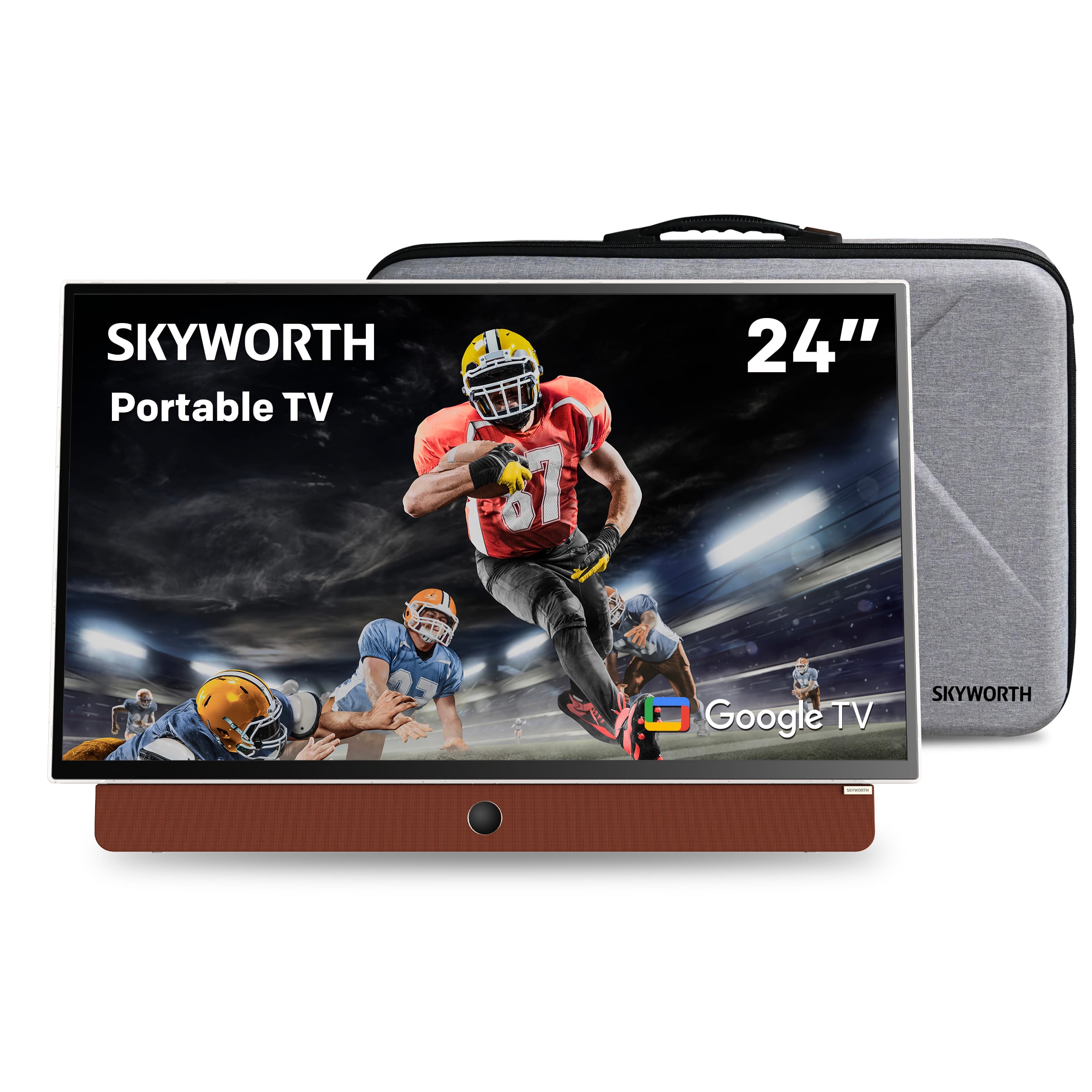 SKYWORTH - 24" Portable TV Bundle Edition - Battery Powered LED Smart TV with Protective Case Full HD Built-in Google TV