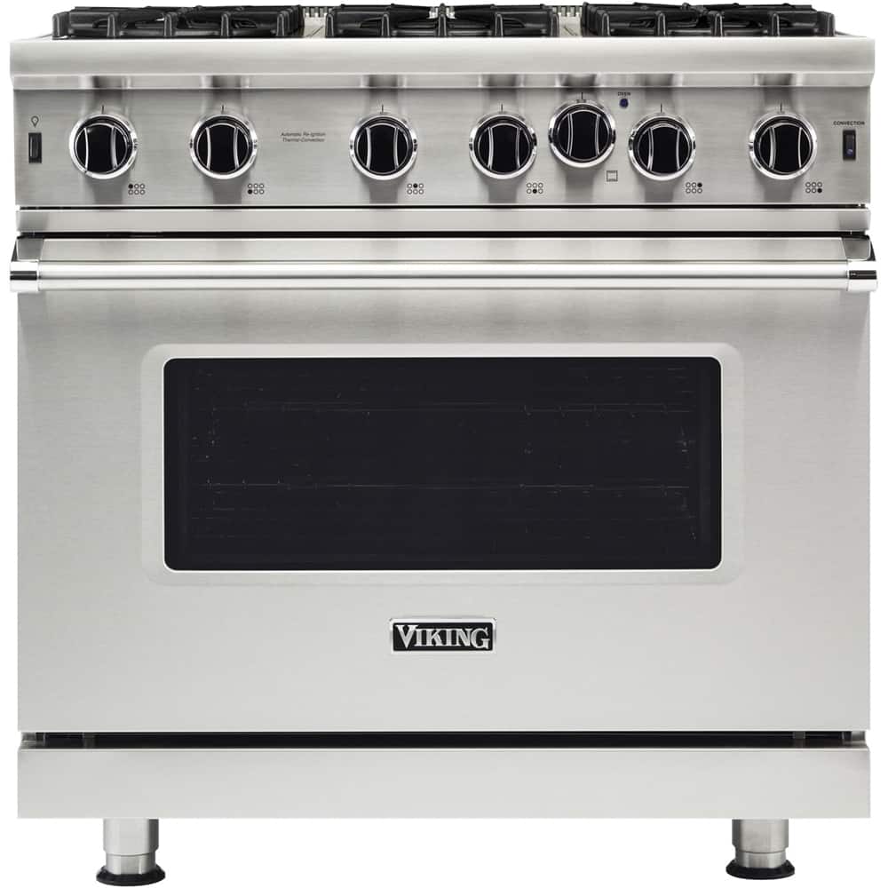 Viking - 36 in. Wide 6 Burner Professional 5 Series 5.1 Cu. Ft. Freestanding LP Gas Convection Range - Stainless Steel