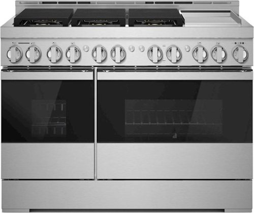 JennAir - 48 in. Wide 6 Burner NOIR 6.3 Cu. Ft. Freestanding Double Oven Gas True Convection Range with CustomClean - Floating Black Glass - Image 3