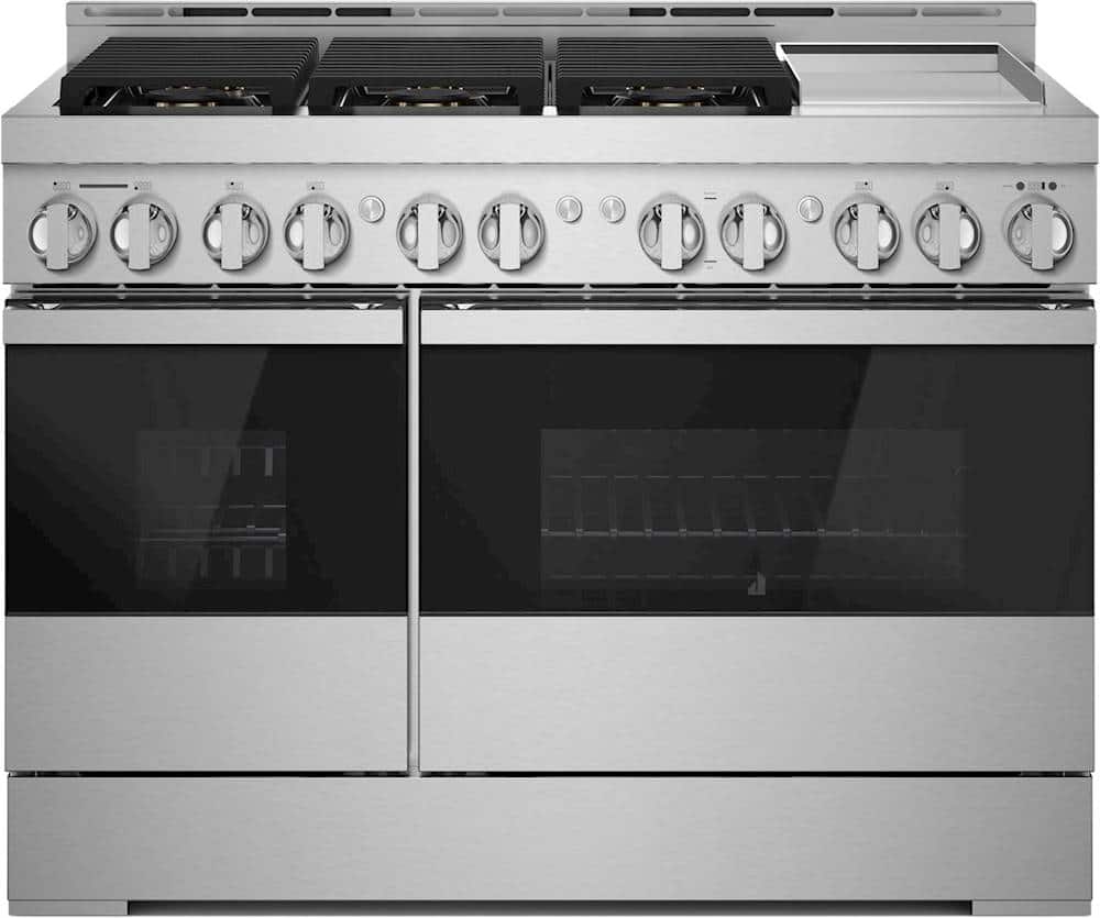 JennAir - 48 in. Wide 6 Burner NOIR 6.3 Cu. Ft. Freestanding Double Oven Gas True Convection Range with CustomClean - Floating Black Glass
