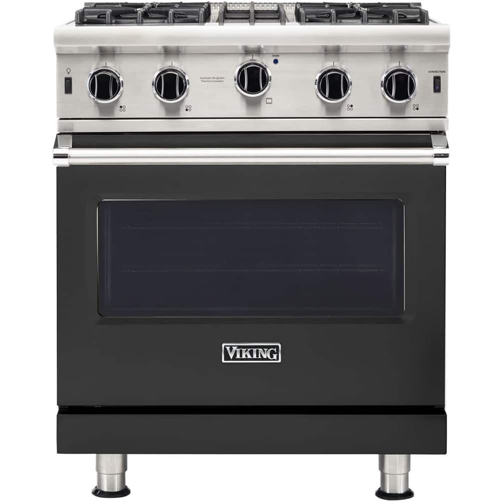 Viking - 30 in. Wide 4 Burner Professional 5 Series 4.0 Cu. Ft. Freestanding Gas Convection Range - Cast Black