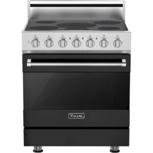 Viking - 30 in. Wide 5 Elements 3 Series 4.7 Cu. Ft. Freestanding Electric True Convection Range with Self-Cleaning - Cast Black