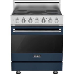 Viking - 30 in. Wide 5 Elements 3 Series 4.7 Cu. Ft. Freestanding Electric True Convection Range with Self-Cleaning - Blue