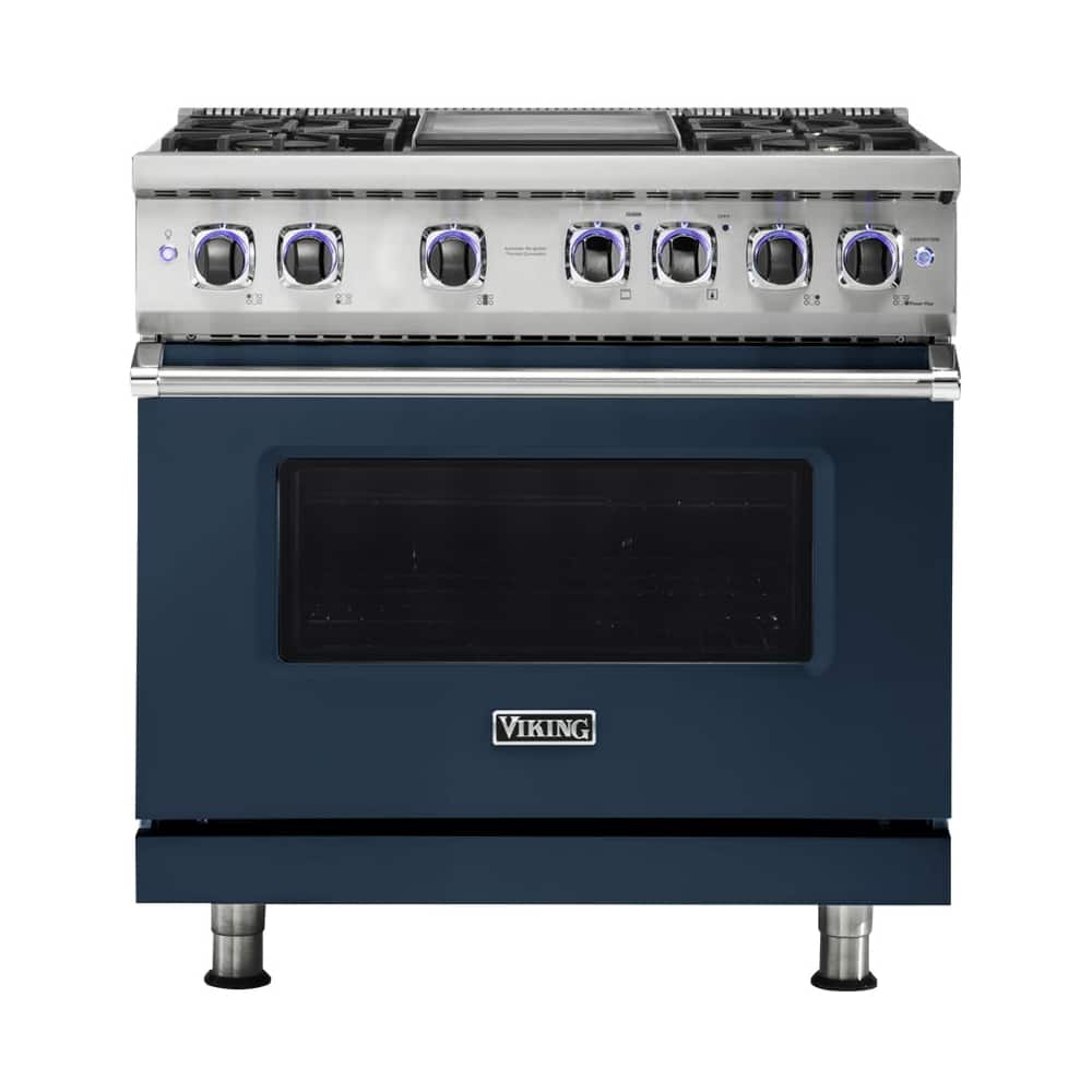 Viking - 36 in. Wide 4 Burner VGR Freestanding 7-Series Gas Range - Slate Blue