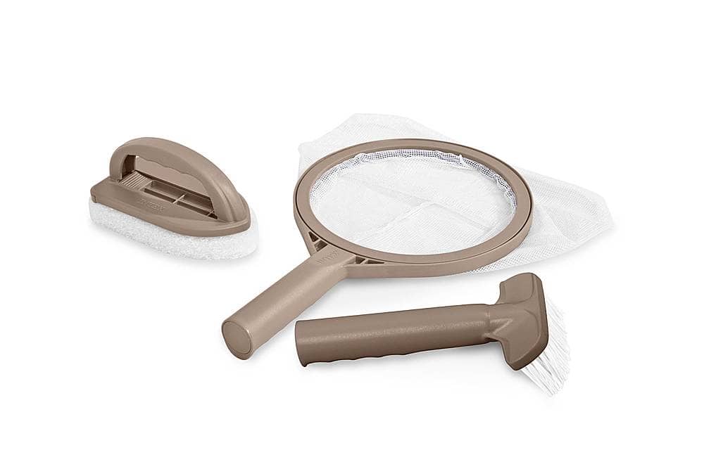Intex - Hot Tub Maintenance Accessory Kit with Brush, Skimmer and Scrubber - Brown