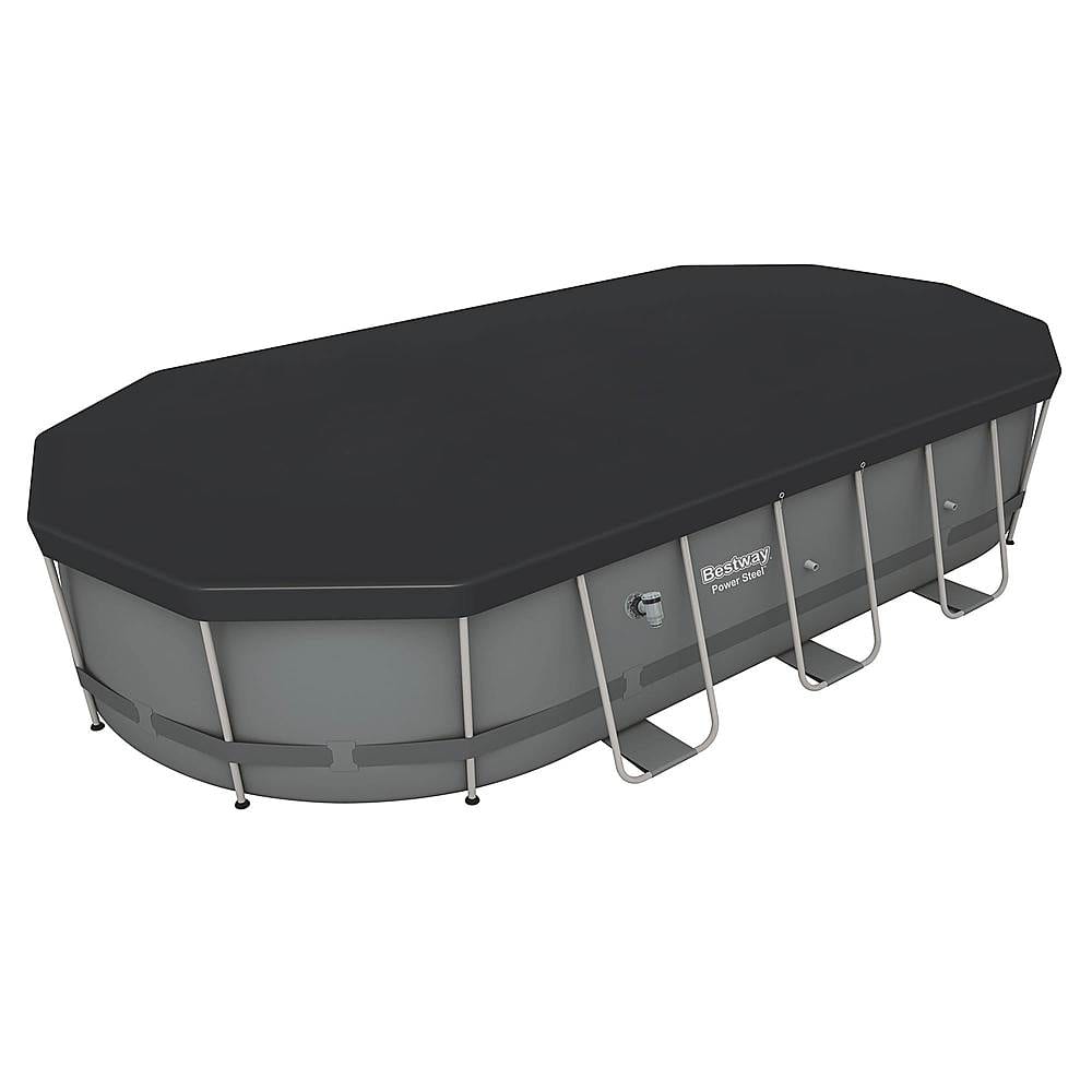 Bestway - Power Steel 18ft x 9ft x 48in Above Ground Swimming Pool Set with Pump - Gray - Image 2