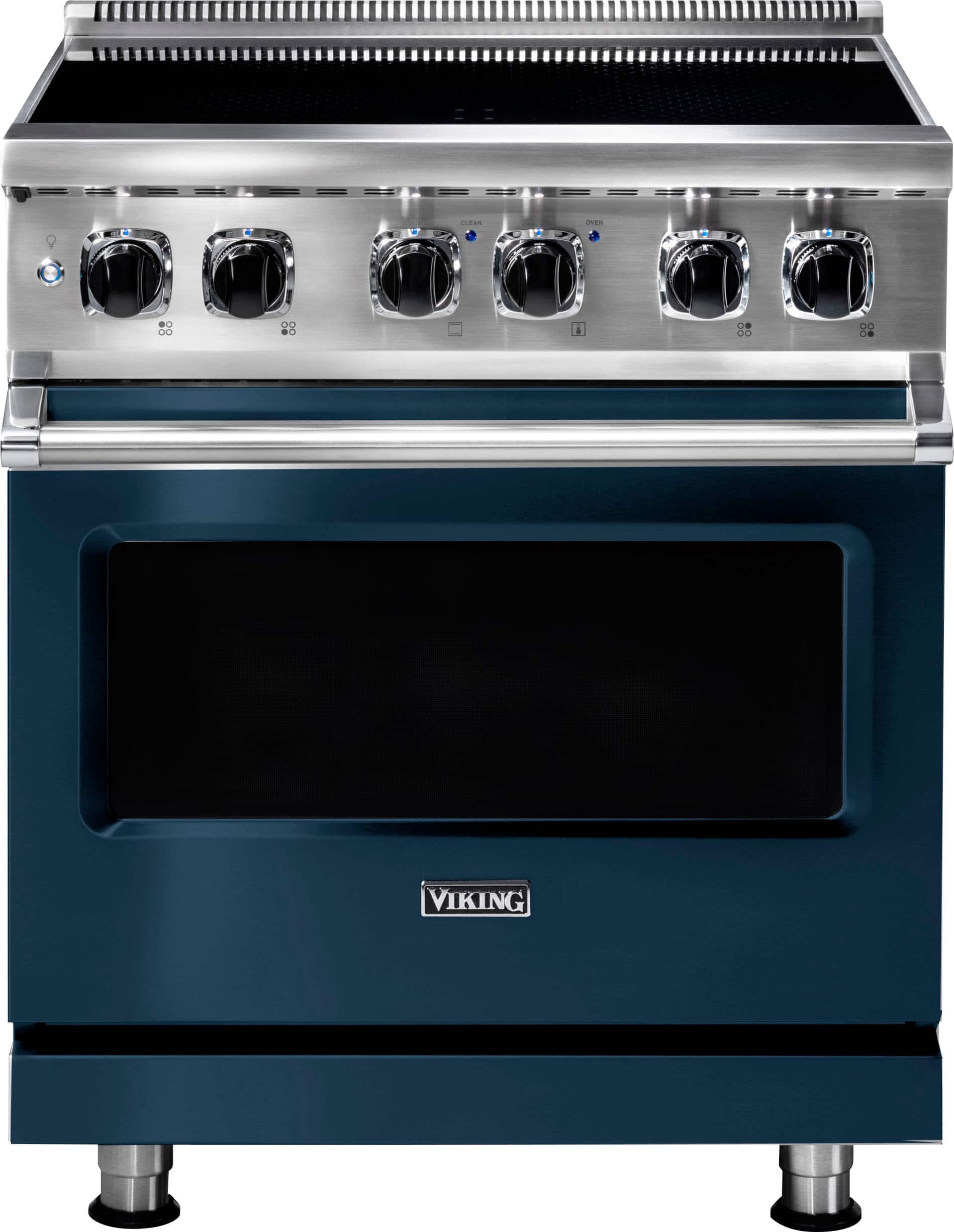 Viking - 30 in. Wide 4 Elements 5 Series 4.7 Cu. Ft. Freestanding Electric Induction Range - Slate Blue