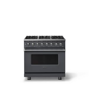 Viking - Pro 5 Series 5.6 Cu. Ft. Freestanding Sealed 6 Burner Dual Fuel Convection Range - Cast Black - Cast Black
