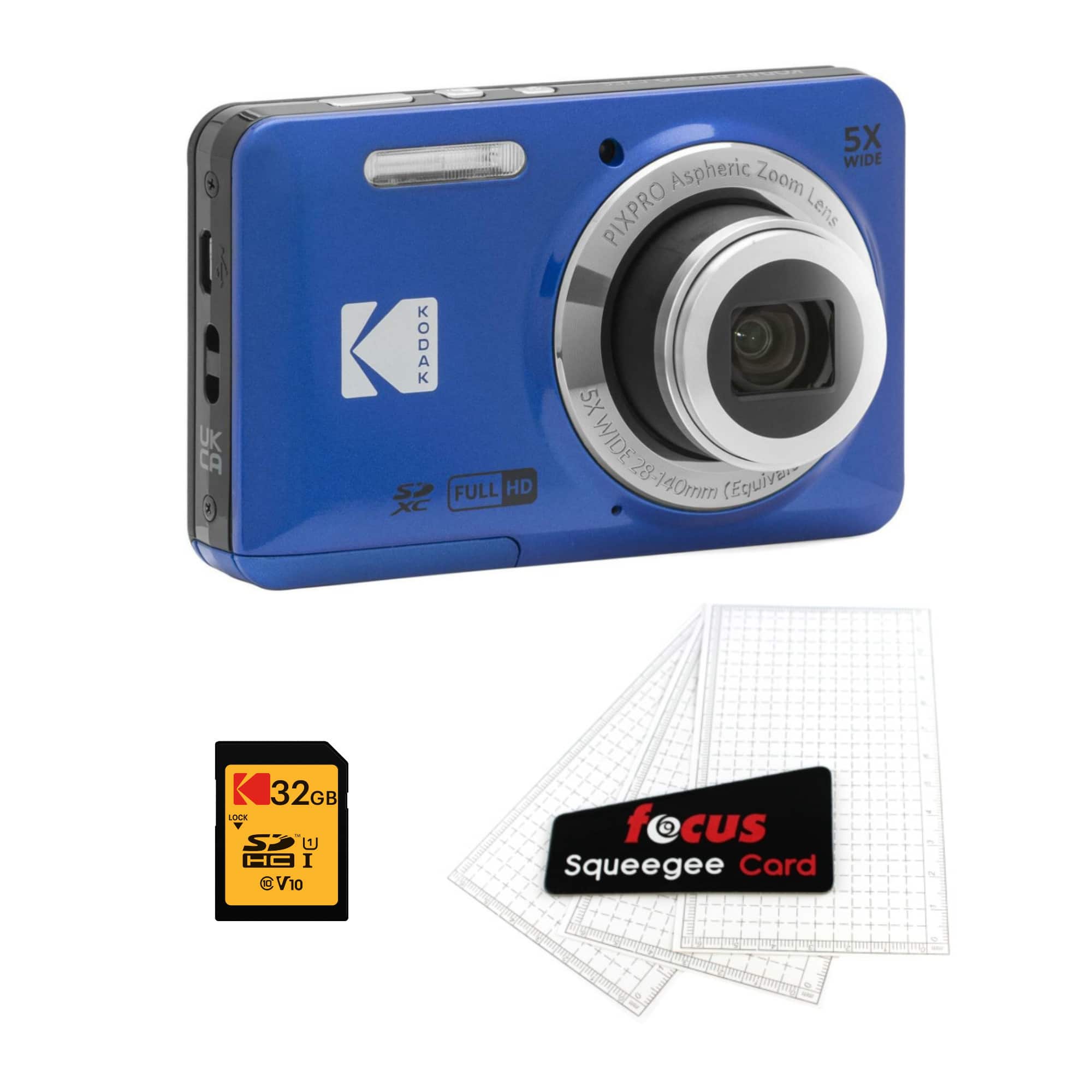 Kodak - PIXPRO Friendly Zoom FZ55 Digital Camera 32GB Memory Card Bundle (Blue)