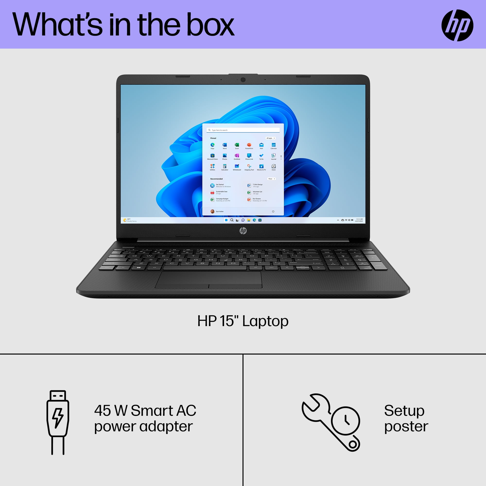 HP 15.6" Laptop, Intel Pentium Silver N5030, 4GB RAM, 128GB SSD, Jet Black, Windows 11 Home in S mode, 15-dw1783wm - Image 5