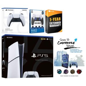 Playstation 5 Slim Digital with Extra Controller, FPS Grip Kit and MightySkins Decal Voucher + 1 Year CPS - PlayStation 5
