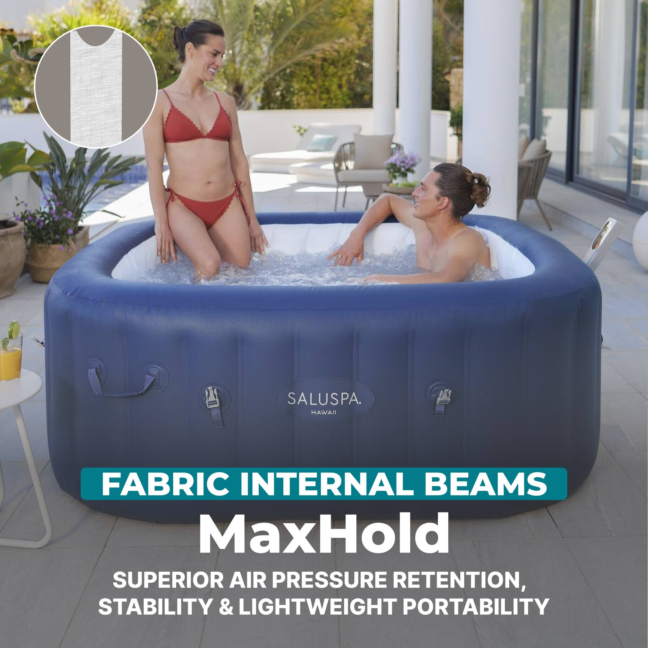 Bestway - SaluSpa Hawaii Smart AirJet Inflatable Hot Tub with EnergySense Cover - Blue - Image 5