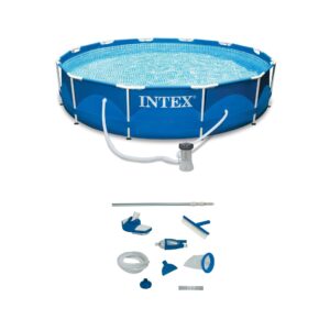 Intex - 12' x 30" Metal Frame Swimming Pool w/ Filter Pump & Pool Maintenance Kit