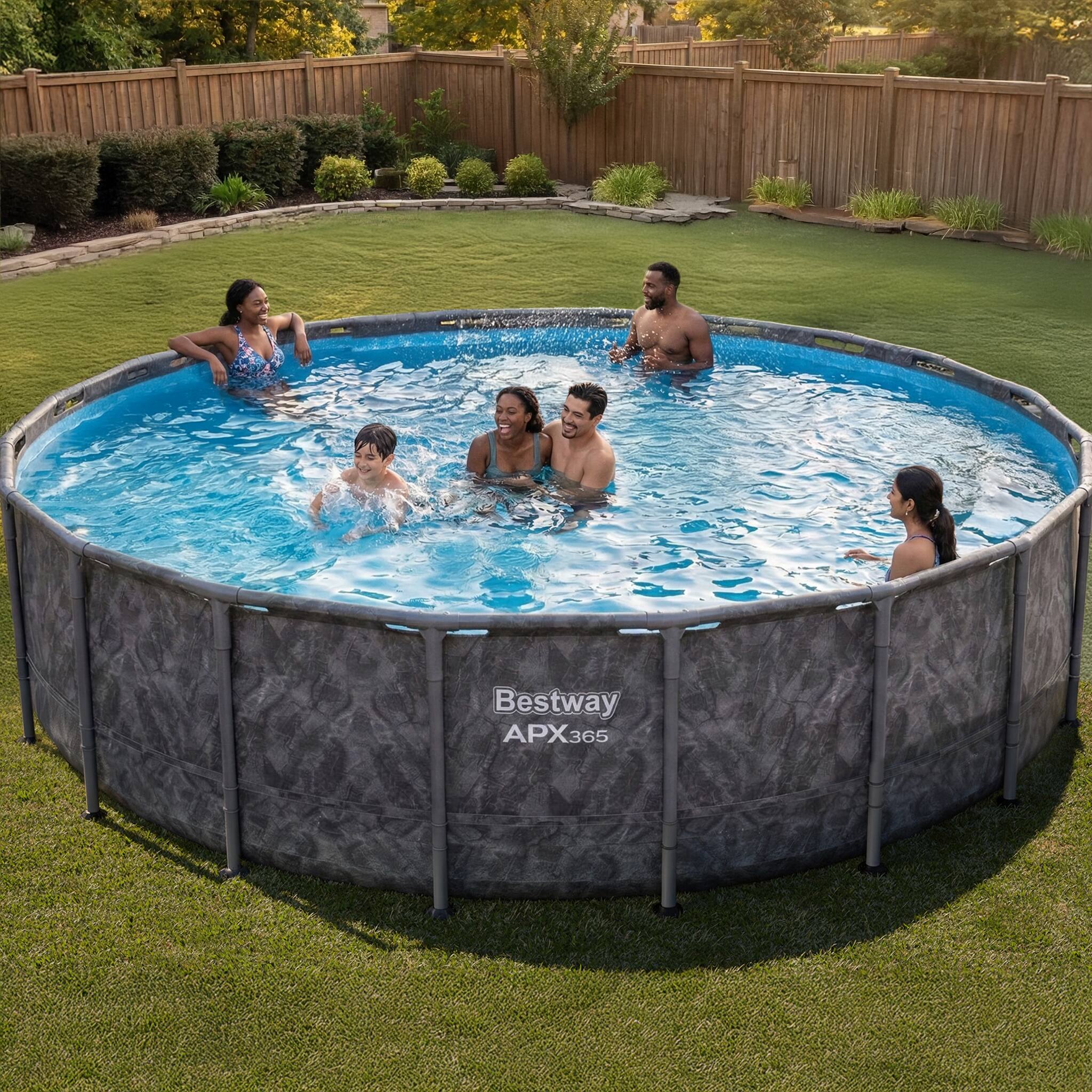 Bestway - APX 365 20'x52" Round Above Ground Swimming Pool Set with Pump & Ladder - Gray - Image 2