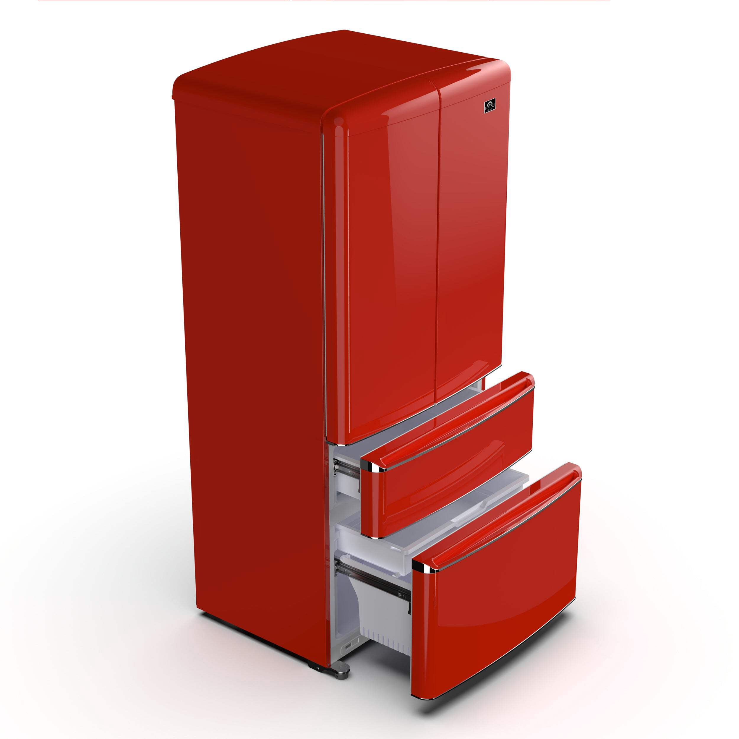 Forno Luigi 33-Inch French Door Refrigerator, 18 cu.ft, Red Finish, Handle-Free Design, ENERGY STAR Certified - Image 3