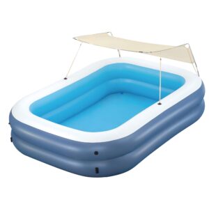 Bestway - H2OGO! 8 Foot 4 Inch by 70 Inch Summer Bliss Shaded Inflatable Family Pool - Blue