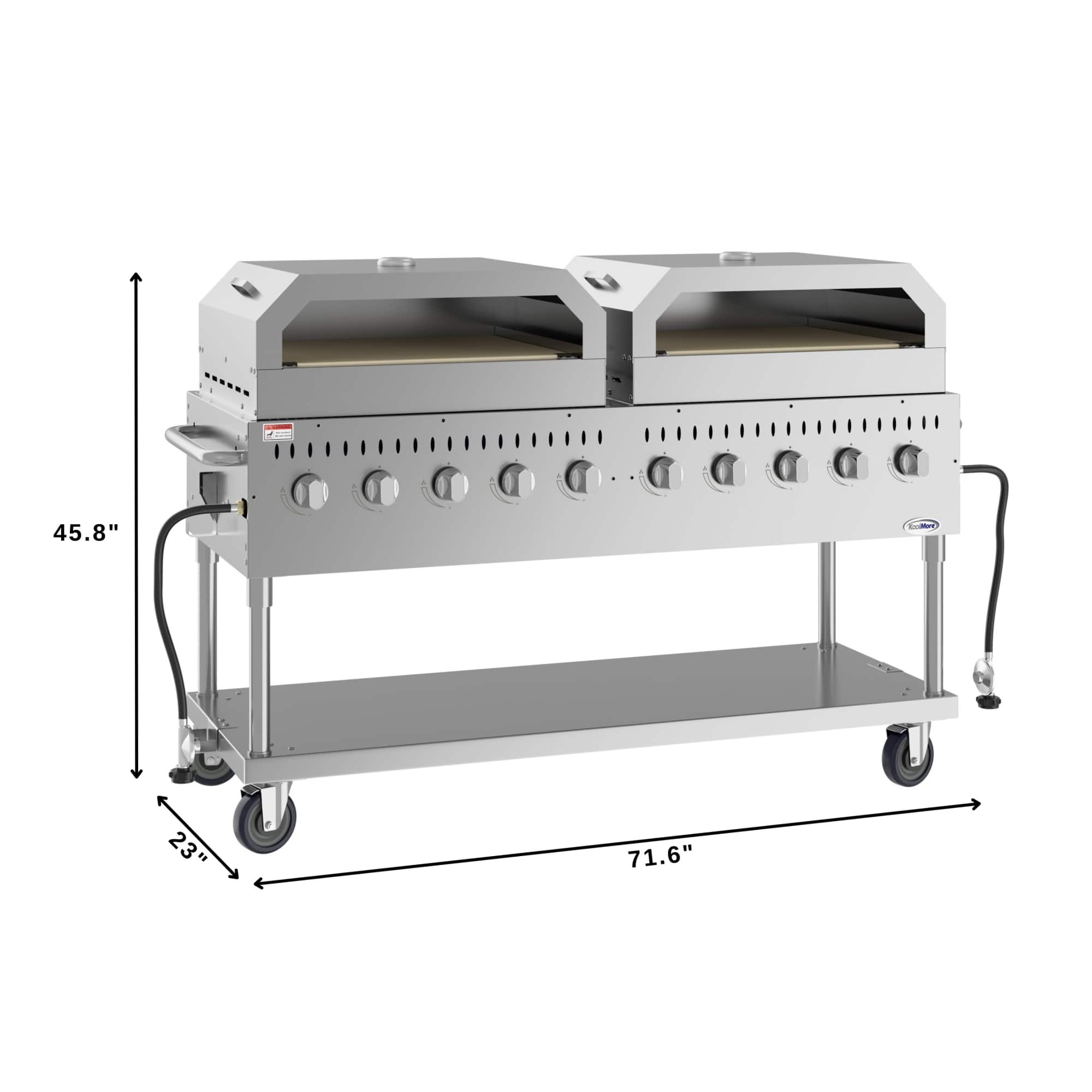 Koolmore - 72 in. Commercial Outdoor Propane Gas Grill with Two 36 in. Pizza Ovens in Stainless-Steel, ETL Listed (CGKIT7-P36P36) - Stainless Steel - Image 3