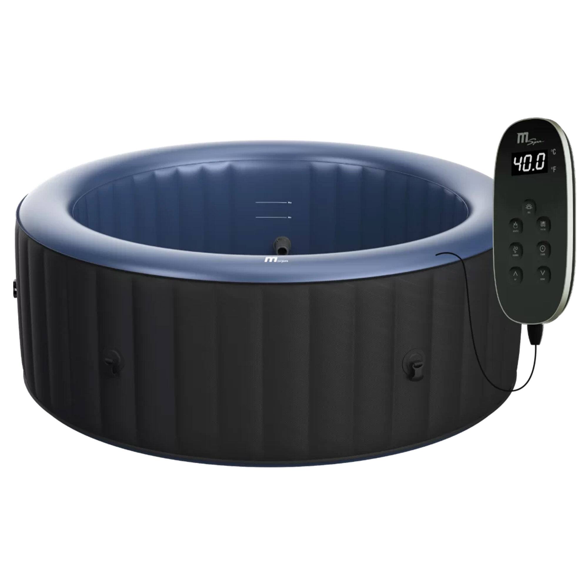 MSpa - Round Inflatable Bubble Massage Spa, 4 to 6 Person Outdoor Hot Tub, Bergen - Charcoal Grey