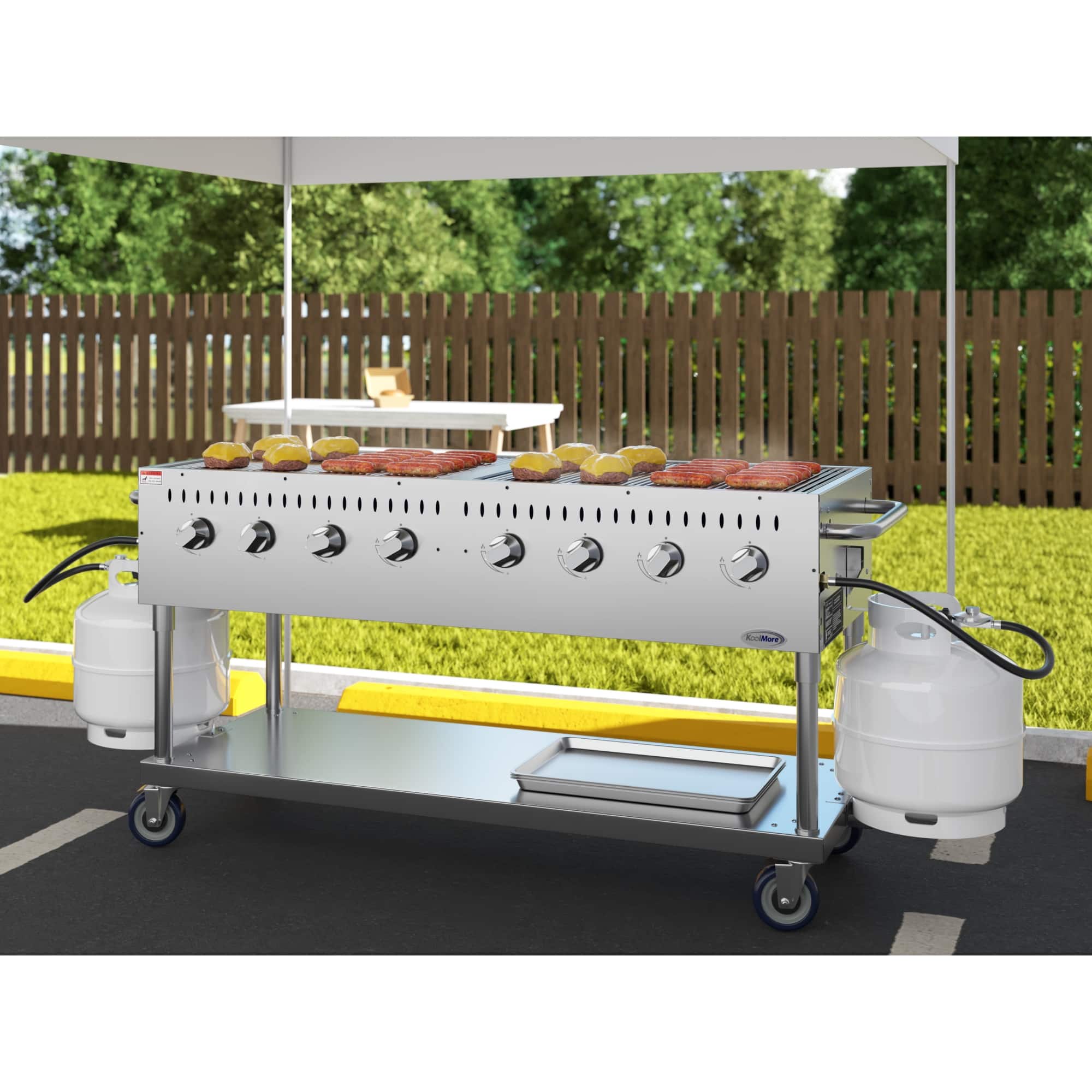 Koolmore - 60 in. Commercial Mobile Outdoor Propane Gas Grill, ETL Listed in Stainless-Steel (KM-CGM-60) - Stainless Steel - Image 5