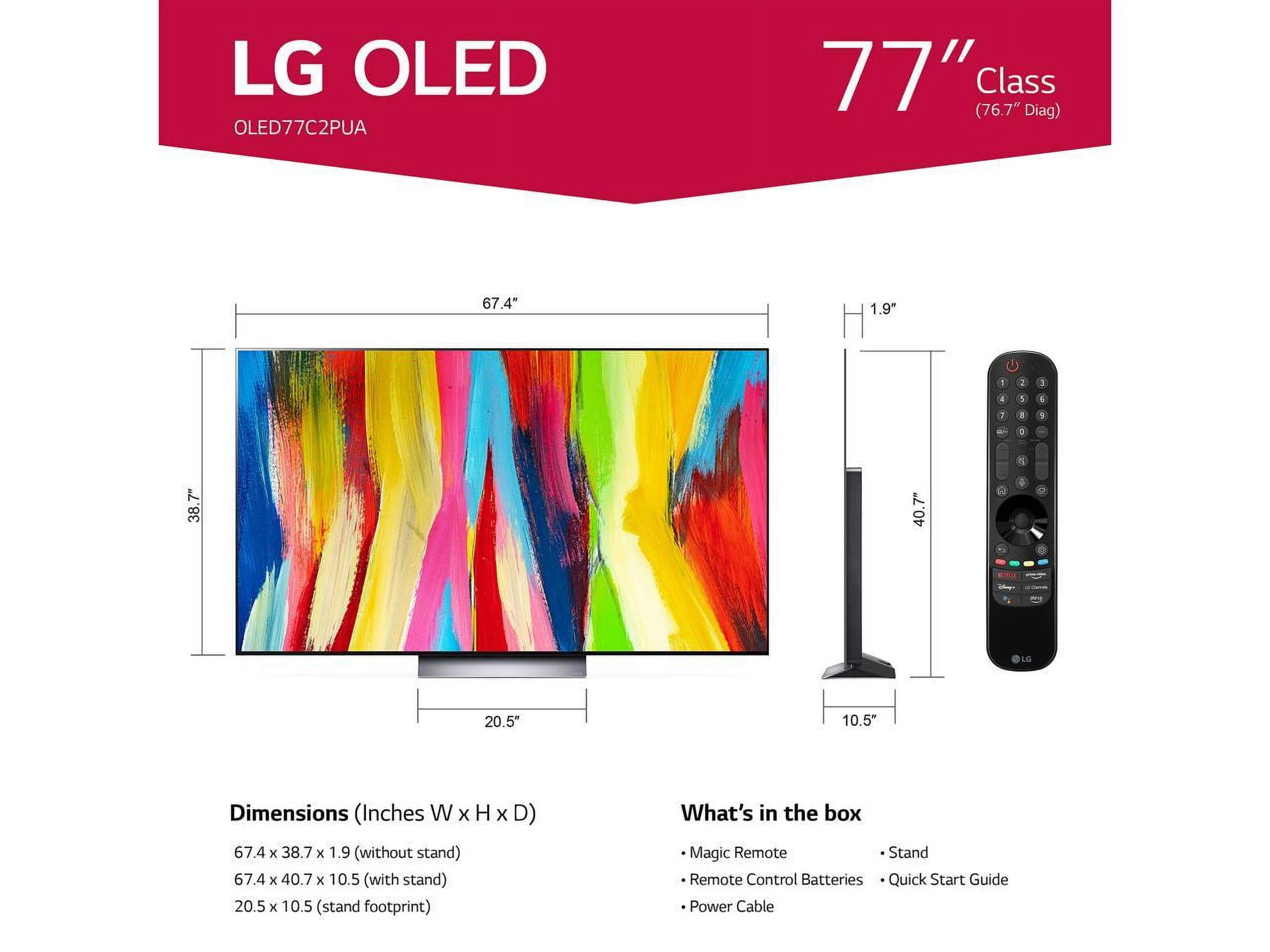 LG 77" Class 4K UHD OLED Web OS Smart TV with Dolby Vision C2 Series OLED77C2PUA - Image 3
