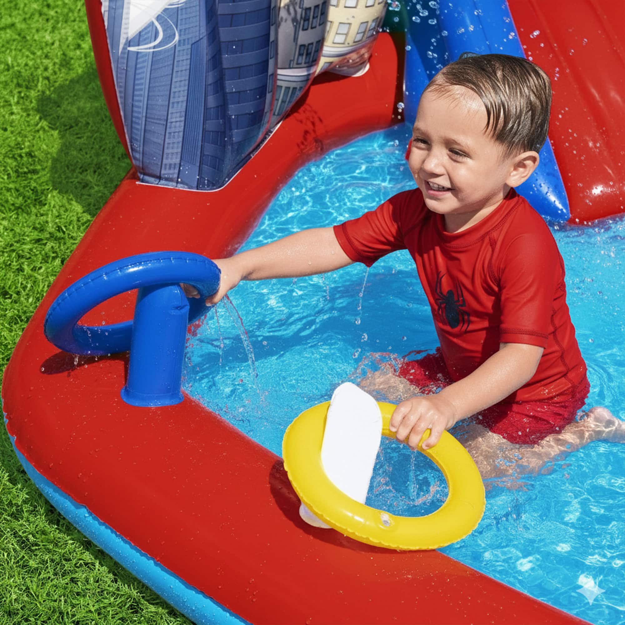 Bestway - Marvel Spider-Man Inflatable Kids Outdoor Water Play Center and Water Slide - Multicolor - Image 3