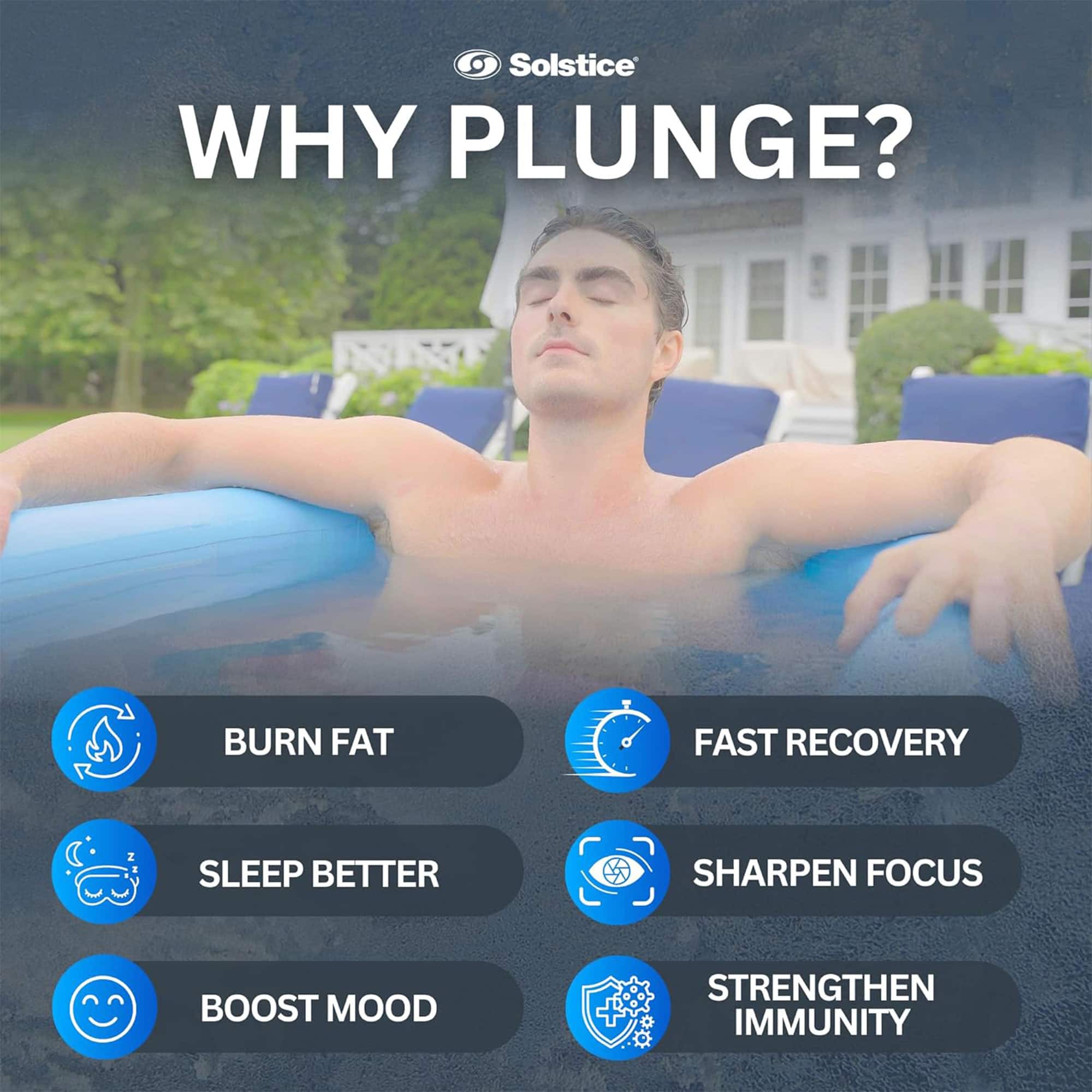 Solstice - Plunge 100 Gallon Inflatable Insulated Ice Bath Tub with Lid - White - Image 4