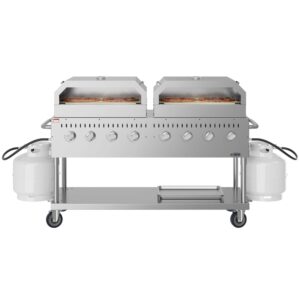 Koolmore - 60 in. 8-Burner Commercial Outdoor Propane Gas Grill with Two 30 in. Pizza Ovens in Stainless-Steel, (CGKIT6-P30P30) - Stainless Steel