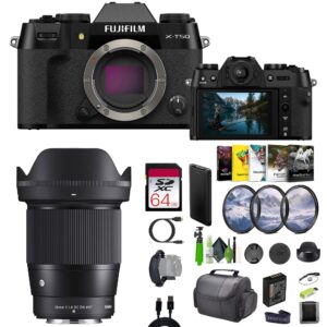 Fujifilm - X-T50 Mirrorless Digital Camera + Sigma 16mm Contemporary Lens + More - Black
