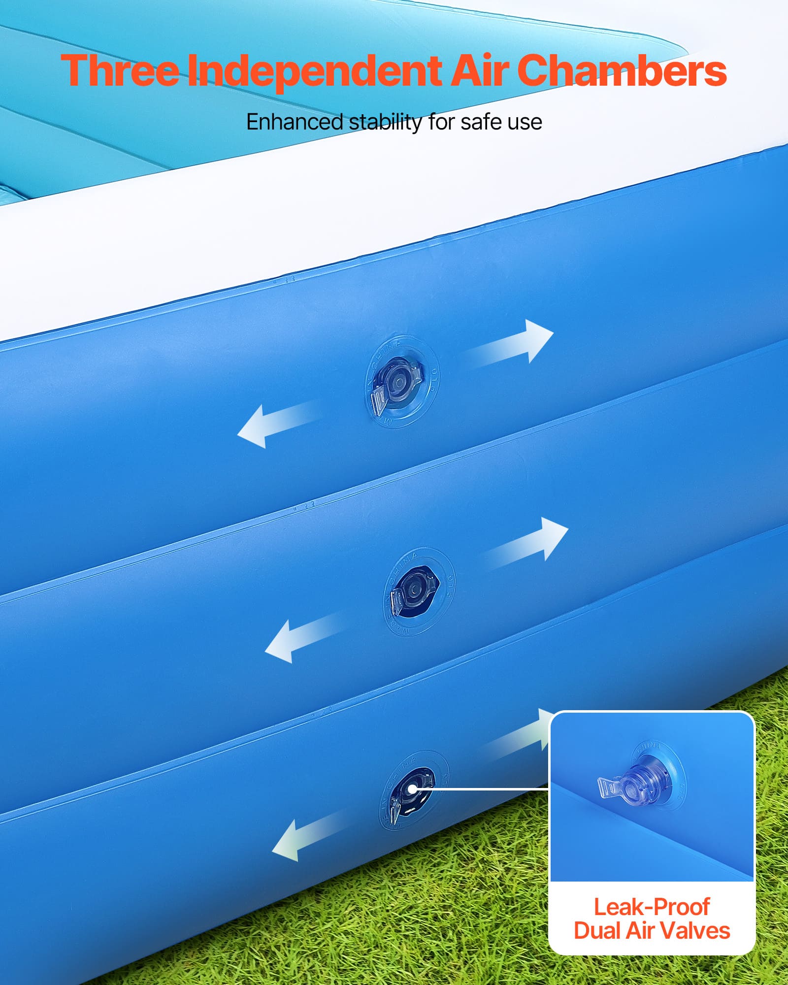 VEVOR - Inflatable Pool, 118 x 67 x 20 inch Large Blow-Up Swimming Pool, Family-Sized Pool with Repair Patches - Blue+White - Image 4