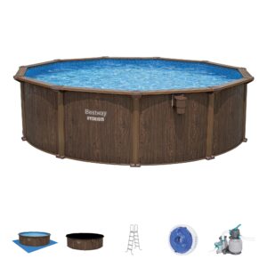 Bestway - Hydrium 16’ x 52” Steel Wall Round Above Ground Swimming Pool Set - Brown