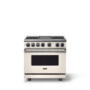 Viking - 36"W. 5.6 Cu. Ft. 7S Self-Clean LP Dual Fuel Range-Pure White - Pure White