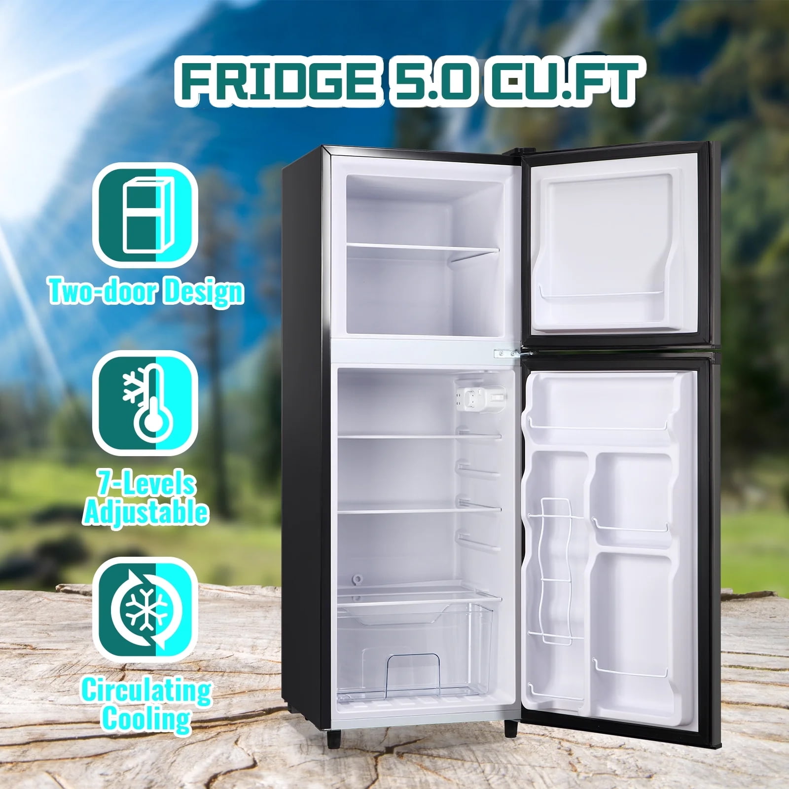 JIEJIA 5.0 Cu.Ft Apartment Size Refrigerators with Separate Freezer, 2 Door Refrigerator, Small Fridge with Freezer, Gray - Image 6