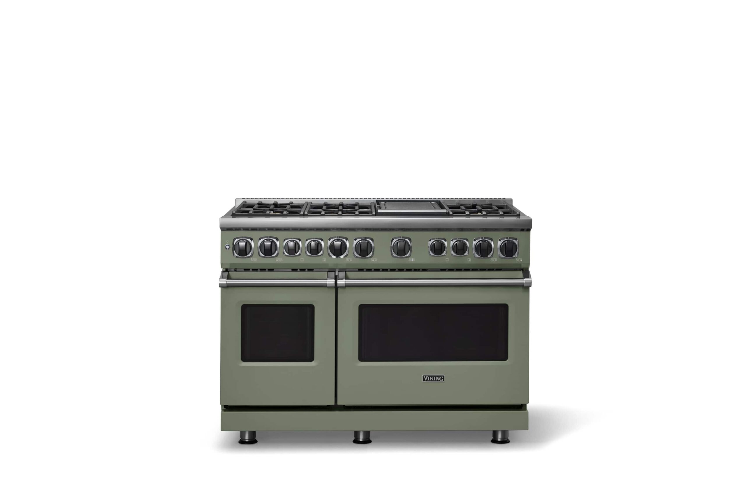 Viking - 48"W. 7.3 Cu. Ft. 7Series Self-Clean LP Dual Fuel 8 Burner Range/Griddle-Eucalyptus - Eucalyptus