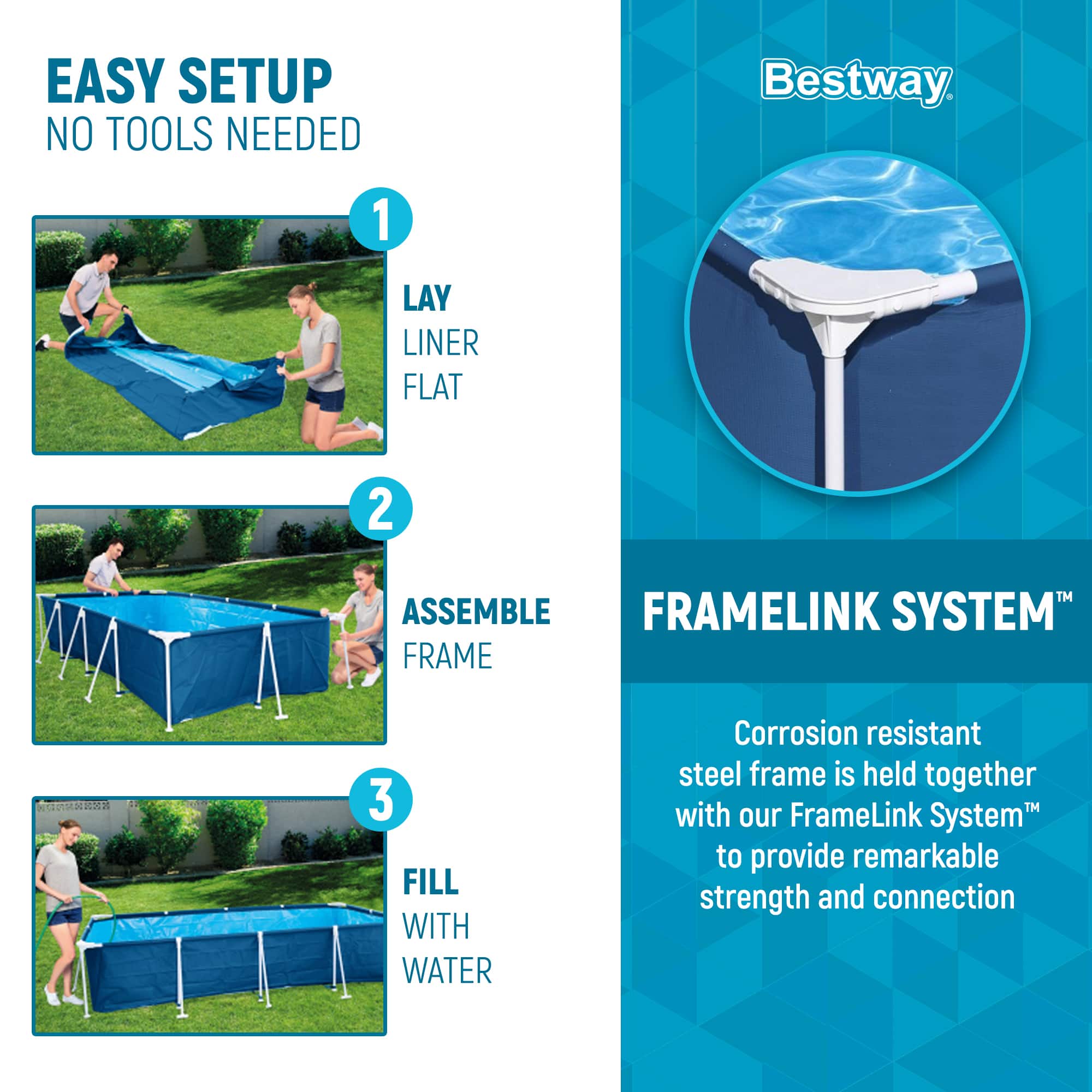 Bestway - Steel Pro 8.5'x67"x24" Rectangular Above Ground Outdoor Swimming Pool - Image 3