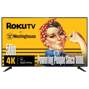 Westinghouse - 50" Smart ROKU TV, 4K UHD Flat Screen, Wi-Fi, Bluetooth, Mobile App, AirPlay, Alexa & Google Assistant