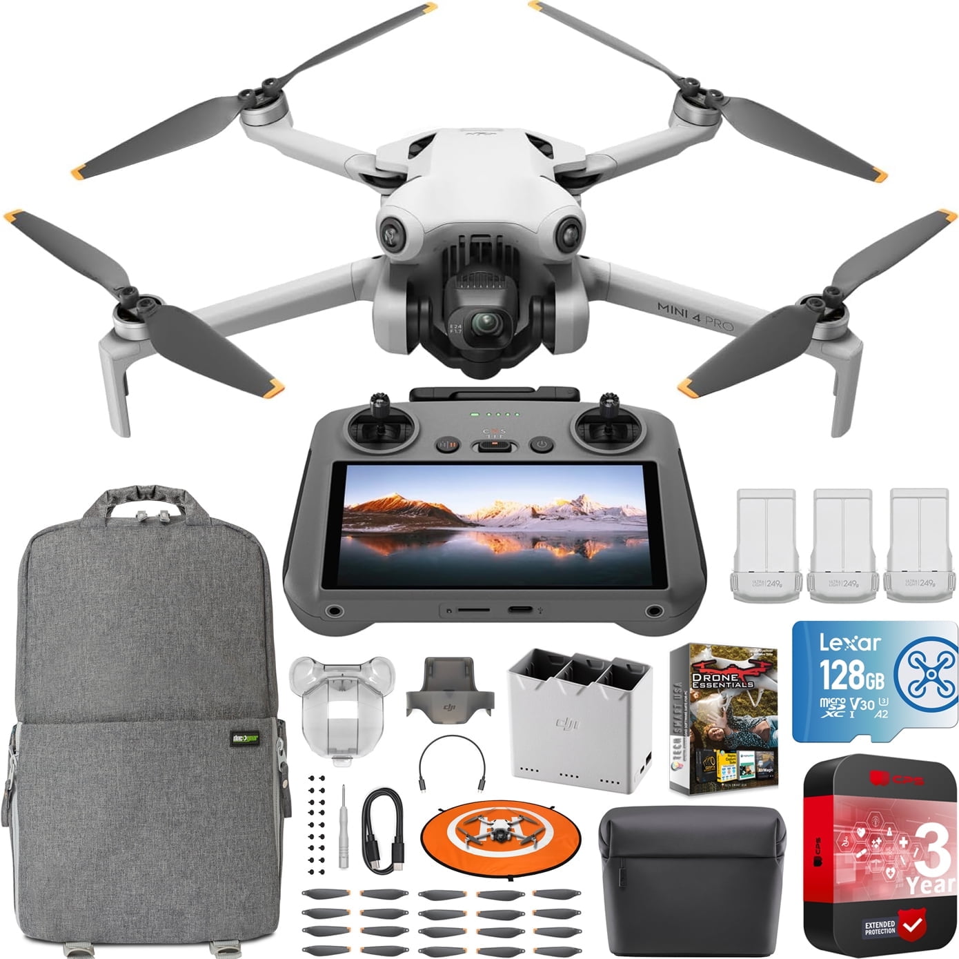 DJI Mini 4 Pro 4K Video Resolution Aerial Drone Bundle with Accessories Included