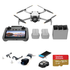 DJI Mini 4 Pro Drone Fly More Combo, Bundle with Claw Lanyard Mounting System, Landing Pad, Strobe Light and 64GB Memory Card