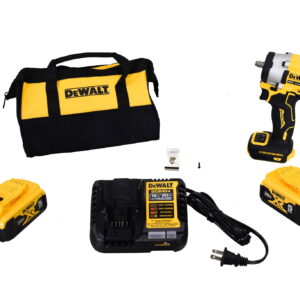 DEWALT ATOMIC 20V MAX 3/8 in Cordless Impact Wrench Kit with Hog Ring Anvil (DCF923P2) – 300 ft-lbs Fastening, 450 ft-lbs Breakaway, (2) 5.0Ah Batteries, Charger, Contractor Bag
