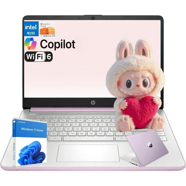 HP 14 inch HD Windows Laptop Intel Processor N150 (Beats i3-1115G4) 4GB RAM 128GB UFS Honey Lavender