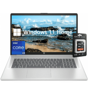 HP 17 Laptop, 17.3" HD+, Intel Core i3, 8GB RAM, 256GB SSD, Free Win 11 Pro with 64GB SD Card, Natural Silver