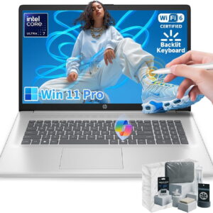 HP 17 Touchscreen Laptop, Intel Ultra 7 255U, 17.3 Inch HD+ Anti-Glare 250 nit Display, 32GB DDR5, 2TB SSD, Copilot AI, Backlit KB, Fingerprint, Windows 11 Pro