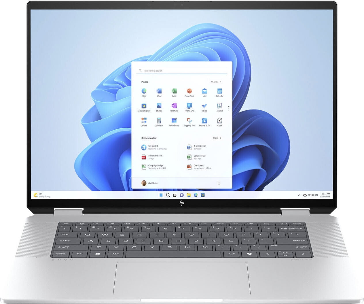 HP Envy 16 in Touchscreen 2 in 1 Laptop, Intel Core Ultra 5, 16GB RAM, 512GB SSD, Glacier Silver